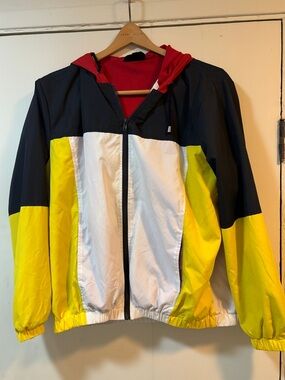 Topshop Red Colorblock Jacket with White & Yellow Accents size 4/6
